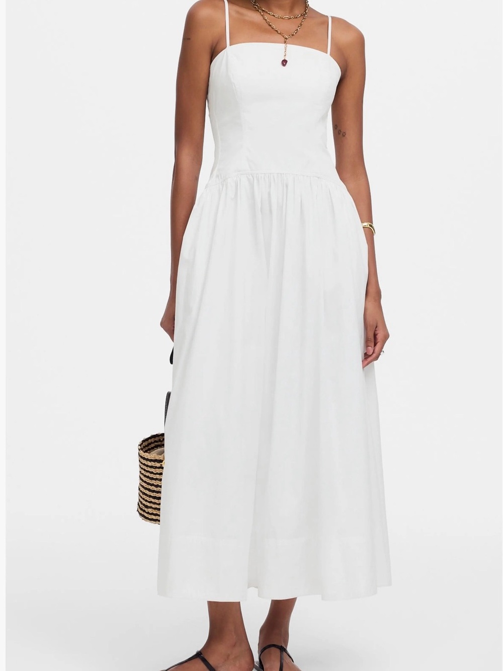 Madewell White Sleeveless Maxi Dress with Spaghetti Straps